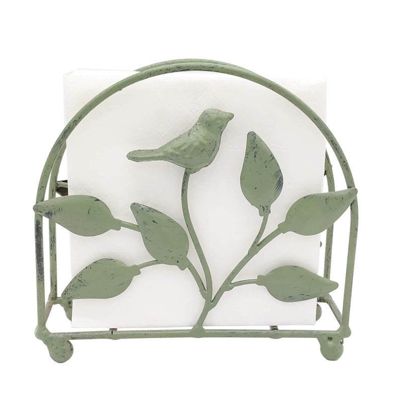Owlgift Cast Iron Bird & Tree Classic Napkin Holder/Tabletop Freestanding Tissue Dispenser, Rustic Green - Image 4